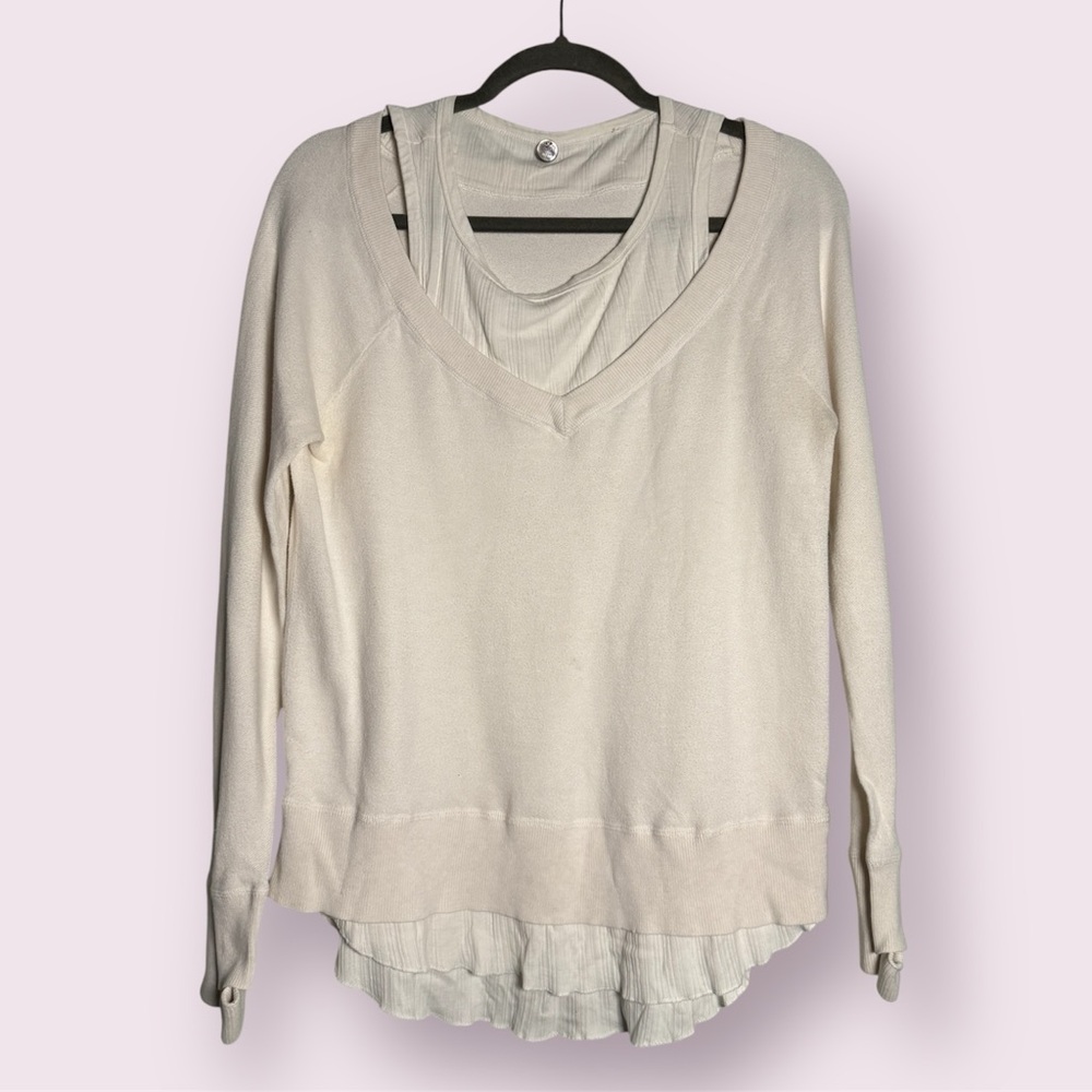 Women’s Cream Layered V-Neck Sweater